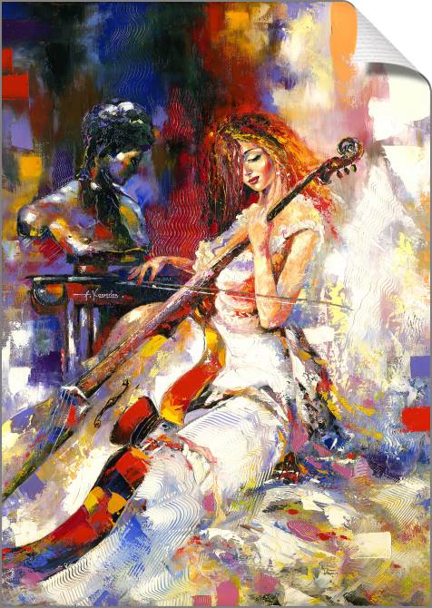 Купить и печать на заказ Картины на холсте Девушка и виолончель