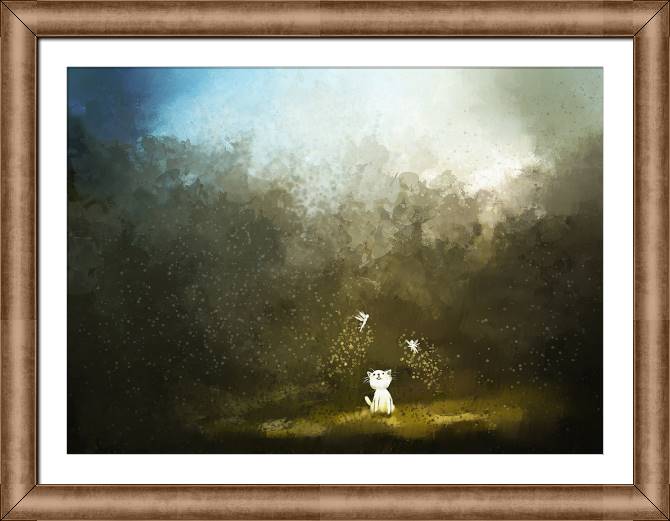 Framed and baguette paintings Cat and fairies