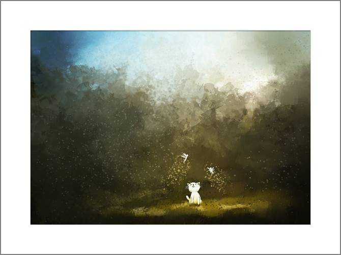 Купить и печать на заказ Картины, фото с паспарту Котик и феи