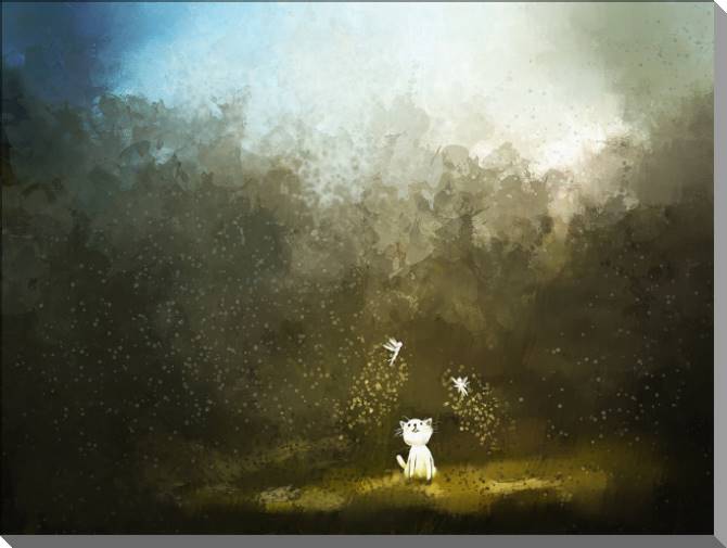 Купить и печать на заказ Картины на пластике, пеноркартоне Котик и феи