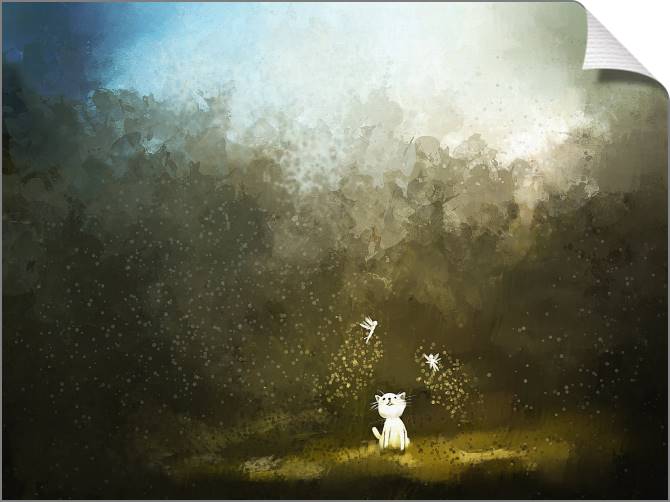 Купить и печать на заказ Картины на холсте Котик и феи