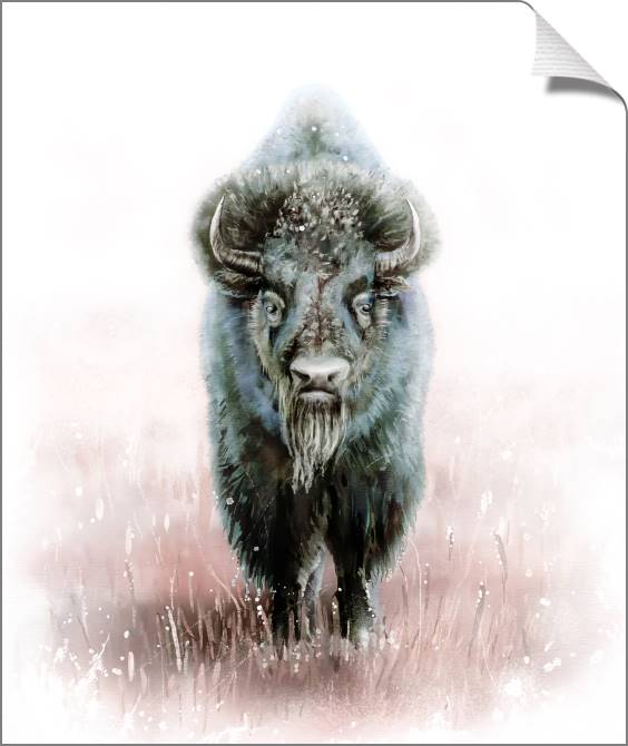 Купить и печать на заказ Картины на холсте Зубр цифровая иллюстрация