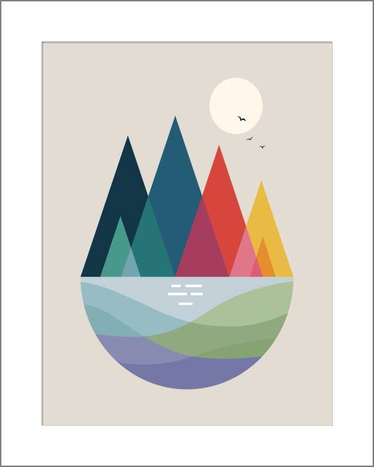 Купить и печать на заказ Картины, фото с паспарту Пейзаж в минимализме