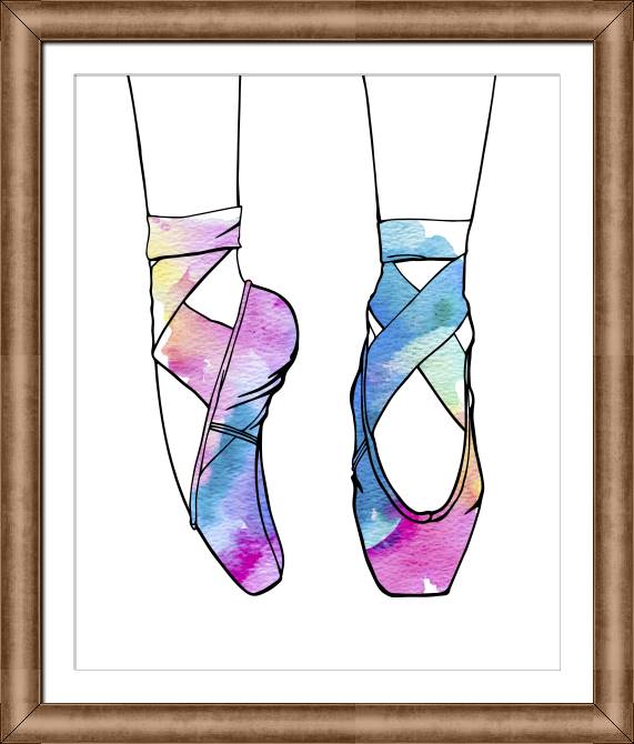 Картины в рамке, багете Pointe shoes watercolour