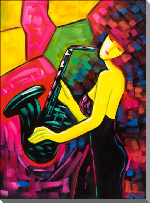 Купить и печать на заказ Картины на пластике, пеноркартоне Девушка и саксофон