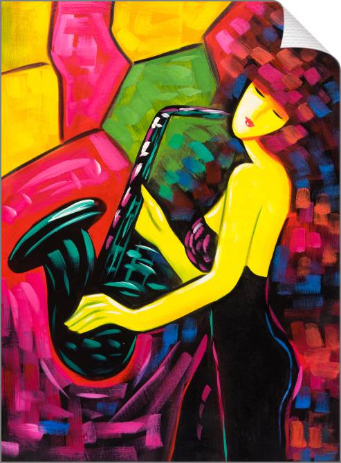 Купить и печать на заказ Картины на холсте Девушка и саксофон