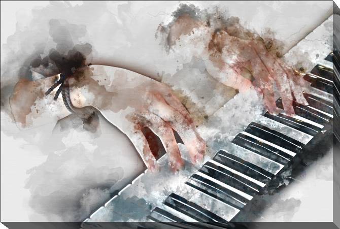 Paintings on canvas Hands and piano watercolour
