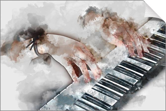 Купить и печать на заказ Картины на холсте Руки и рояль акварель