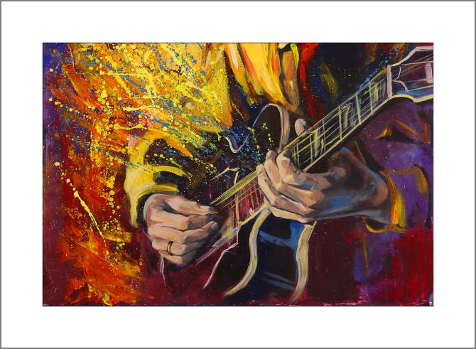 Купить и печать на заказ Картины, фото с паспарту Джазовый гитарист