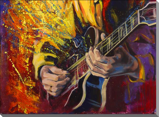 Купить и печать на заказ Картины на пластике, пеноркартоне Джазовый гитарист