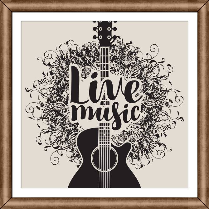 Framed and baguette paintings Live music