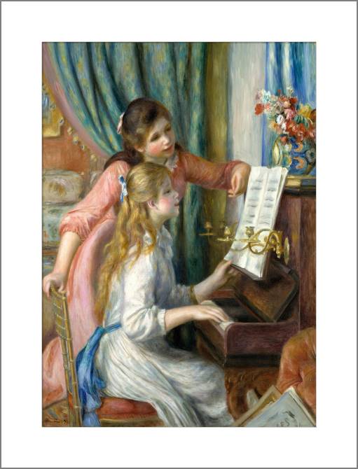 Купить и печать на заказ Картины, фото с паспарту Девушки за пианино
