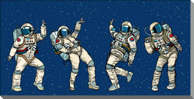 Купить и печать на заказ Картины на пластике, пеноркартоне Танцующие космонавты