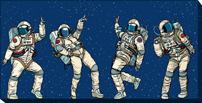 Paintings on canvas Dancing astronauts