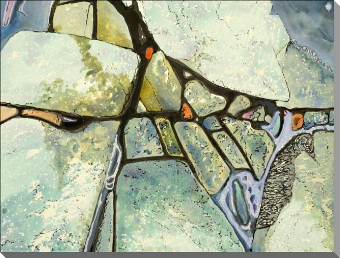 Купить и печать на заказ Картины на пластике, пеноркартоне Каменистый пляж акварель и тушь