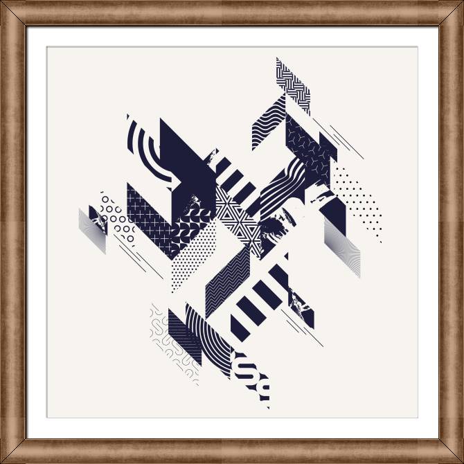 Framed and baguette paintings Abstraction of geometric elements
