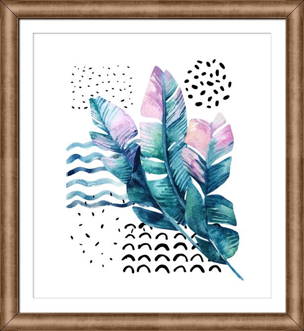 Картины в рамке, багете Tropical leaves watercolor