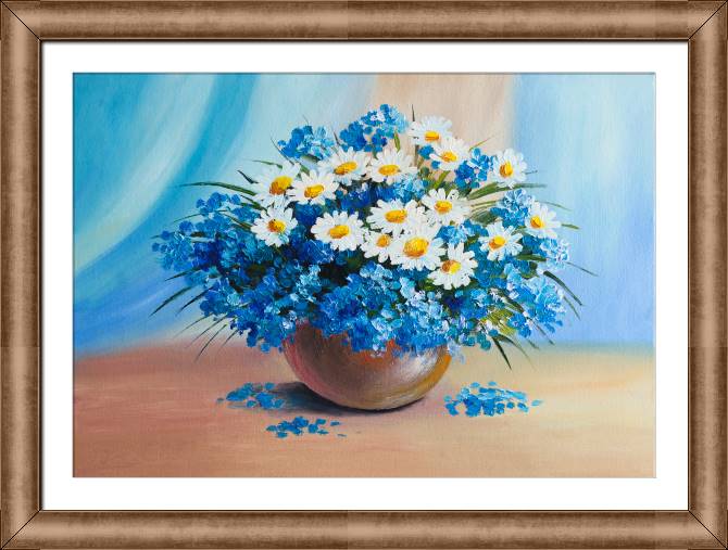 Картины в рамке, багете Bouquet with daisies