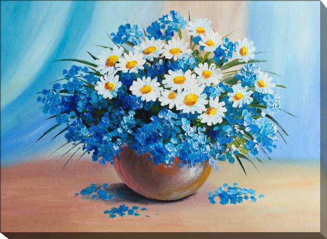 Paintings on canvas Bouquet with daisies