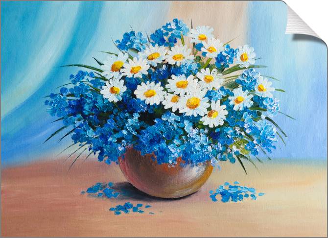 Купить и печать на заказ Картины на холсте Букет с ромашками