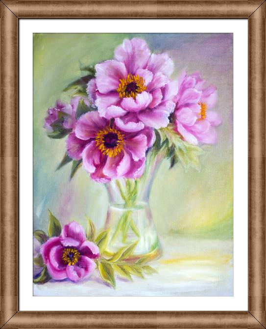 Картины в рамке, багете Lush peonies