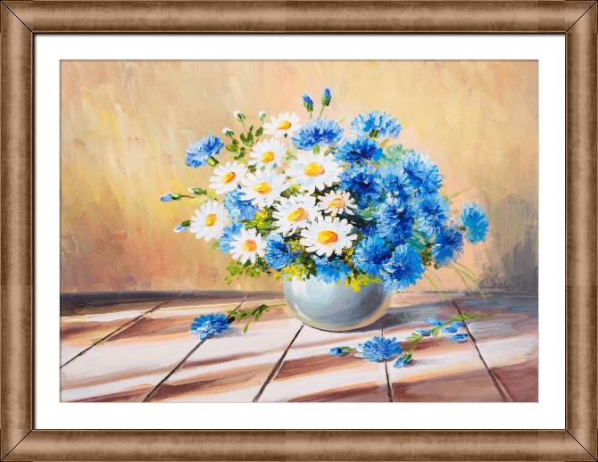 Картины в рамке, багете Solar still life with daisies