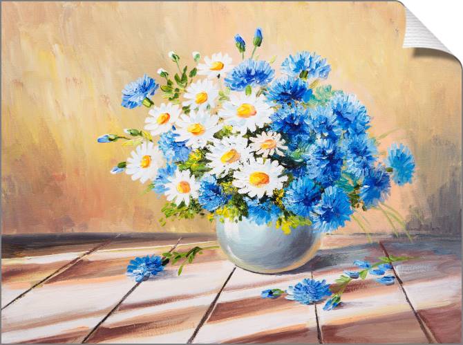 Купить и печать на заказ Картины на холсте Солнечный натюрморт с ромашками