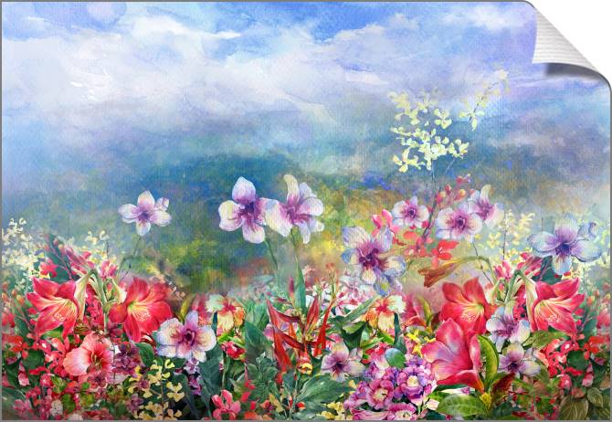 Paintings on canvas Colorful flowers watercolor