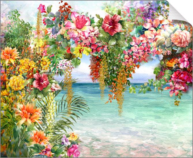 Paintings on canvas Colorful flowers by the sea