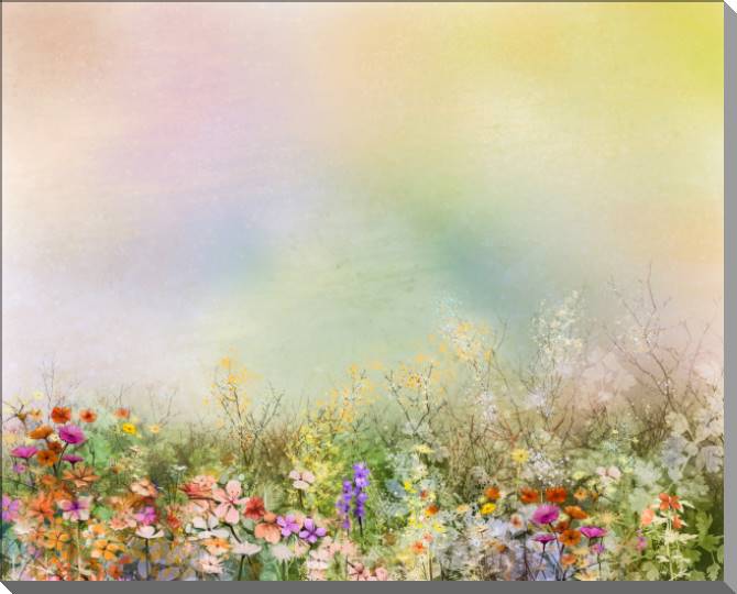 Купить и печать на заказ Картины на пластике, пеноркартоне Нежные цветы на разноцветном фоне