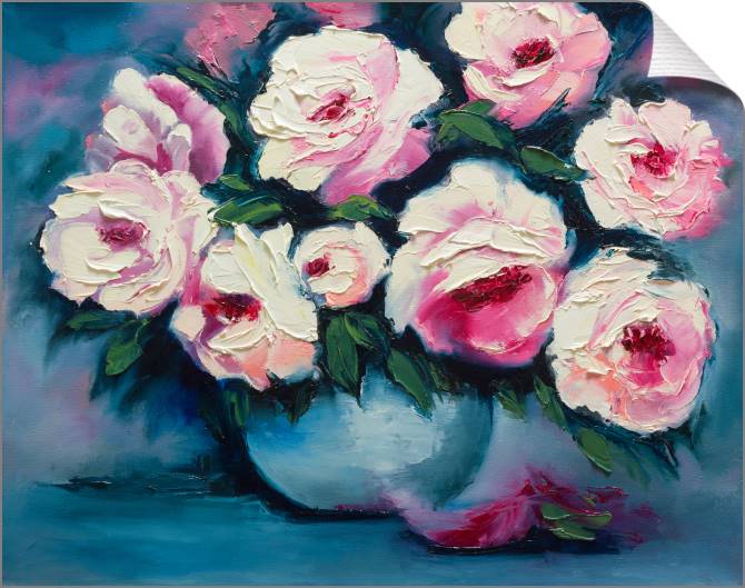 Купить и печать на заказ Картины на холсте Пионы в вазе маслом