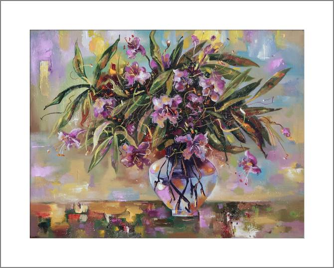 Купить и печать на заказ Картины, фото с паспарту Горные азалии в вазе