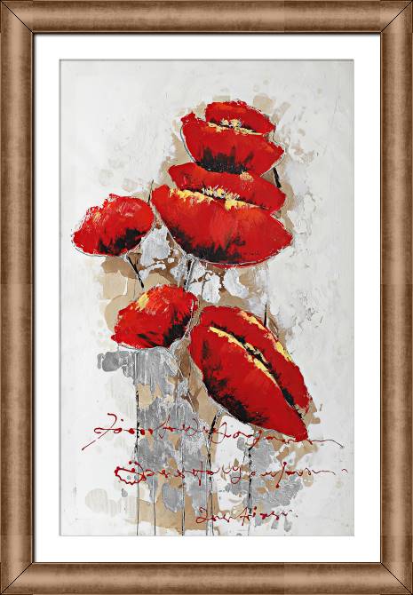 Картины в рамке, багете Poppies on a white background
