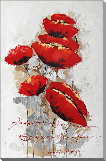 Купить и печать на заказ Картины на пластике, пеноркартоне Маки на белом фоне