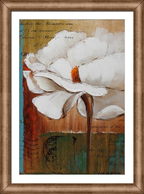 Framed and baguette paintings Large white flower