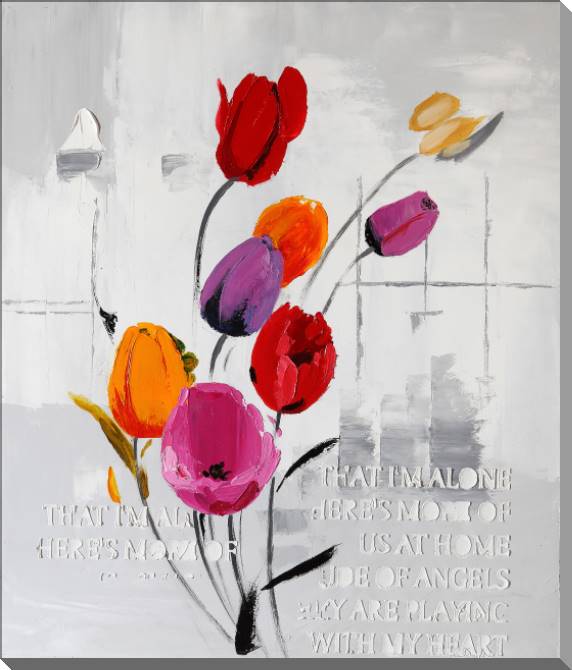 Купить и печать на заказ Картины на пластике, пеноркартоне Тюльпаны на сером фоне