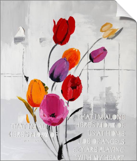 Купить и печать на заказ Картины на холсте Тюльпаны на сером фоне