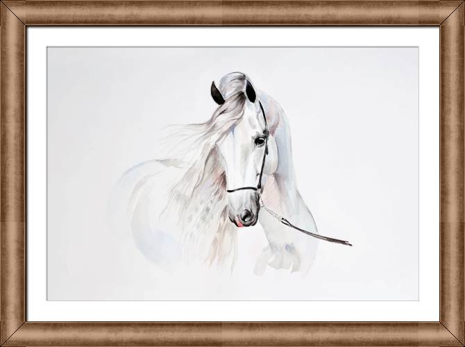 Картины в рамке, багете White horse illustration