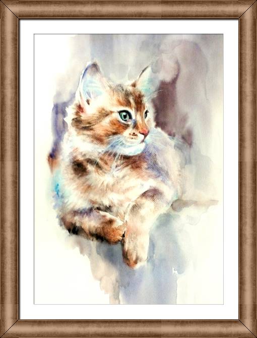 Картины в рамке, багете Cat watercolor