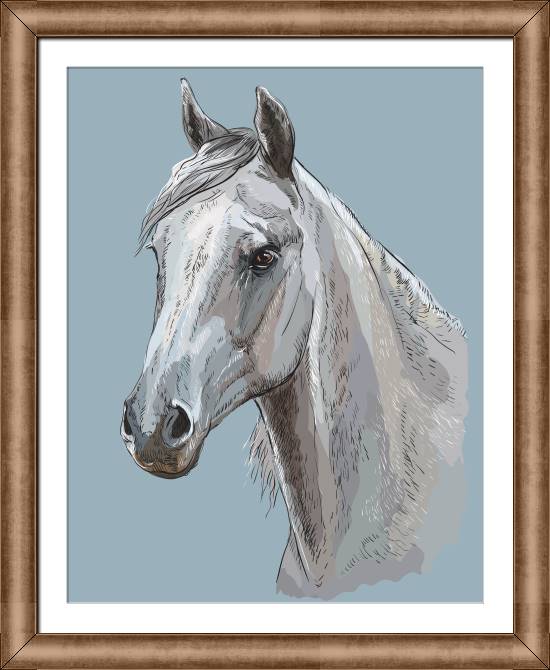 Картины в рамке, багете Horse digital illustration