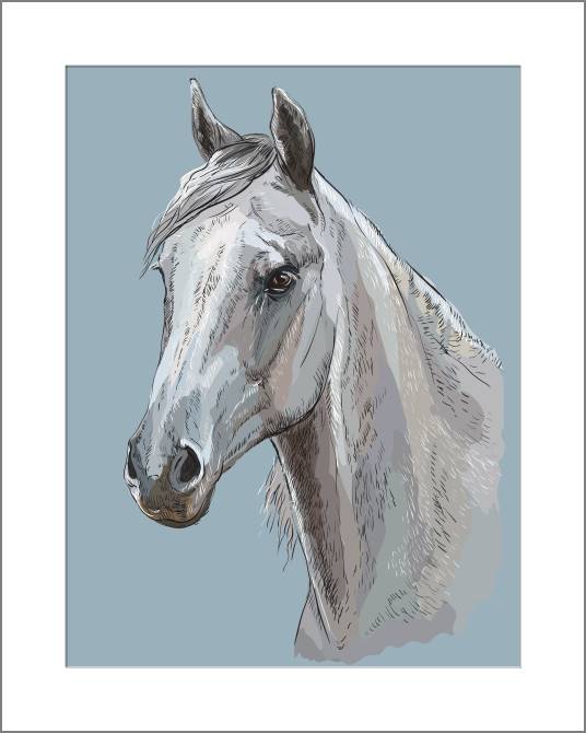 Купить и печать на заказ Картины, фото с паспарту Лошадь цифровая иллюстрация