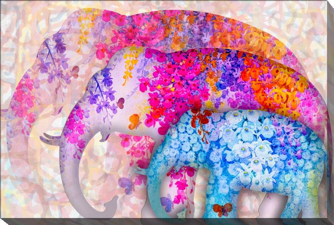 Paintings on canvas Colored elephants