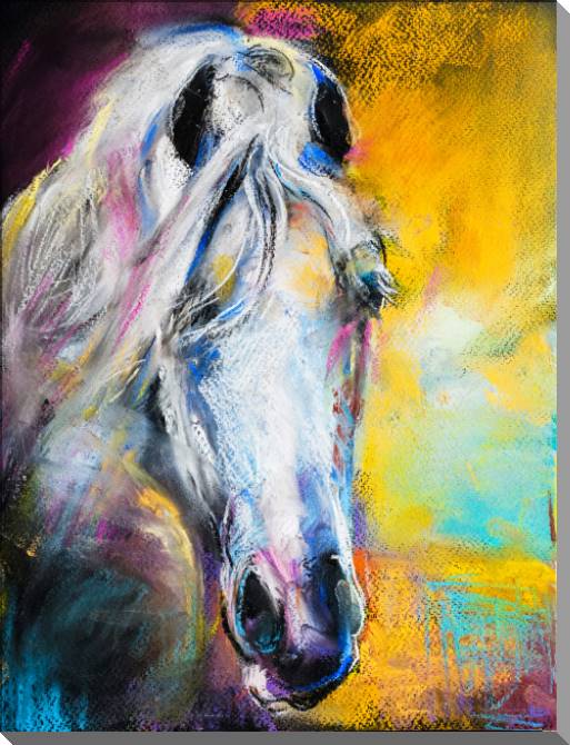 Купить и печать на заказ Картины на пластике, пеноркартоне Лошадь цветная пастель