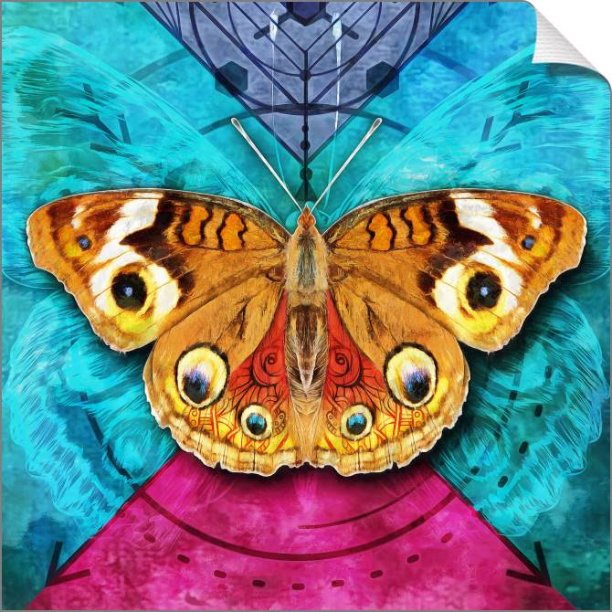 Купить и печать на заказ Картины на холсте Бабочка на ярком фоне