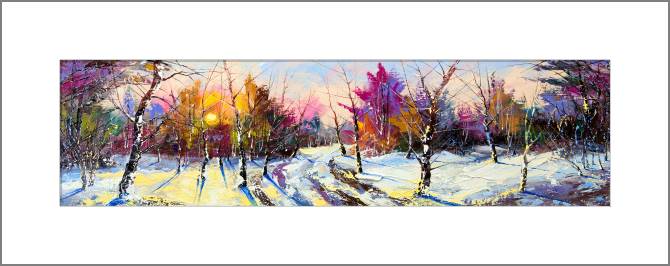 Купить и печать на заказ Картины, фото с паспарту Солнечный зимний пейзаж