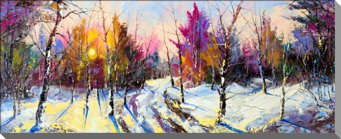 Купить и печать на заказ Картины на пластике, пеноркартоне Солнечный зимний пейзаж