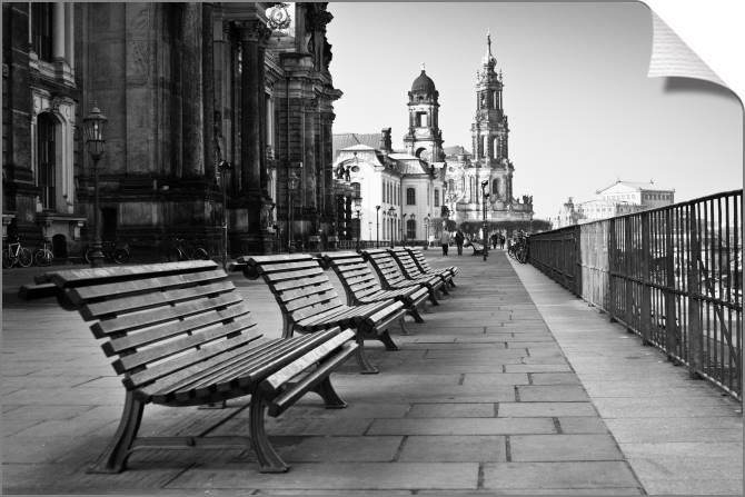 Купить и печать на заказ Картины на холсте Прогулка по набережной в Дрездене