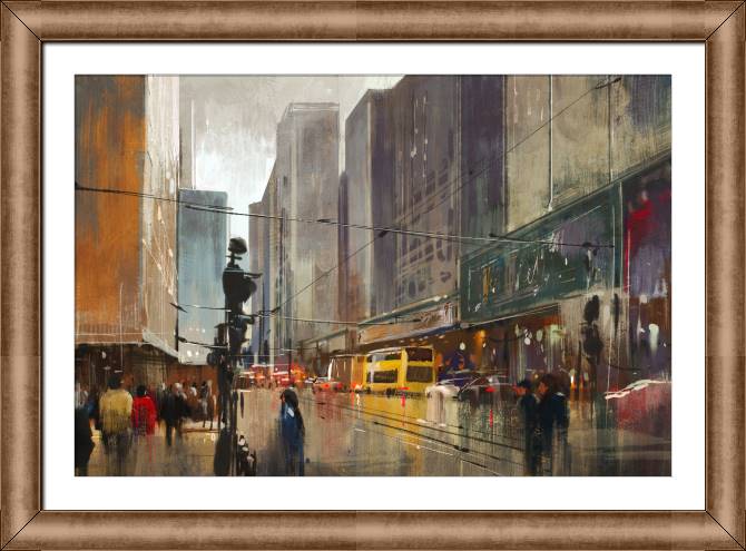 Картины в рамке, багете City street digital painting