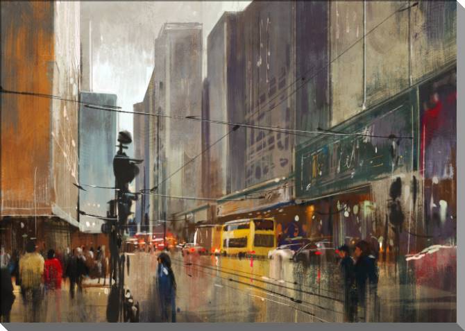 Купить и печать на заказ Картины на пластике, пеноркартоне Городская улица цифровая живопись