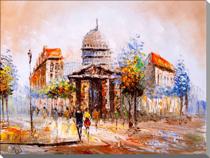 Картины на пластике, пеноркартоне Paris street oil